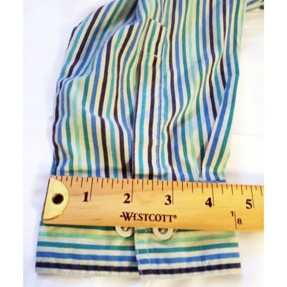 Button-Up Shirt Roamans Womens Green Blue Striped Size Large RN88842 Long Sleeve - Picture 10 of 13